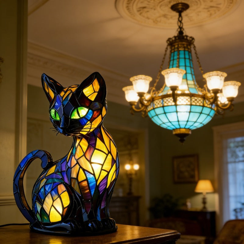 Colorful Retro Cat Night Light: Features a Warm, Soothing Glow and a Bohemian Style. The Perfect Gift for Cat Lovers, Ideal for Creating a Cozy, Relaxing Ambiance in Living Rooms, Bedrooms, or on Desks.