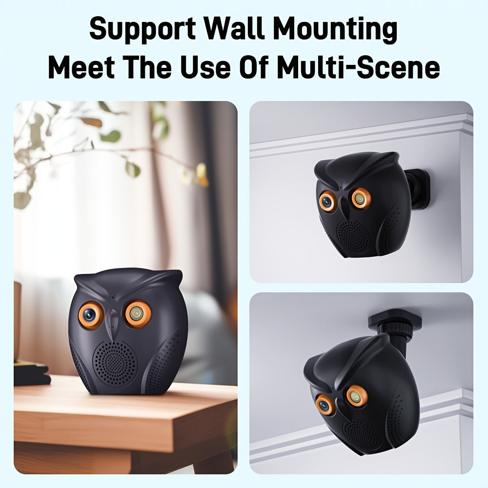 1080P WiFi Home Security Camera, 120° Wide Angle, Two-Way Audio Indoor Mini Surveillance Camera with Speaker, Video Function, APP-Controlled WiFi Home Monitoring, Motion Detection Alerts, Owl Themed Design, WiFi Connection.