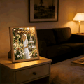 LED Photo Frame & Magic Mirror with Function Display - Wall/Tablet-Compatible Suitable for, Frame with Polished, Light Beige Mirror Panel for Rooms,, Weddings, Minimalist American Lifestyle