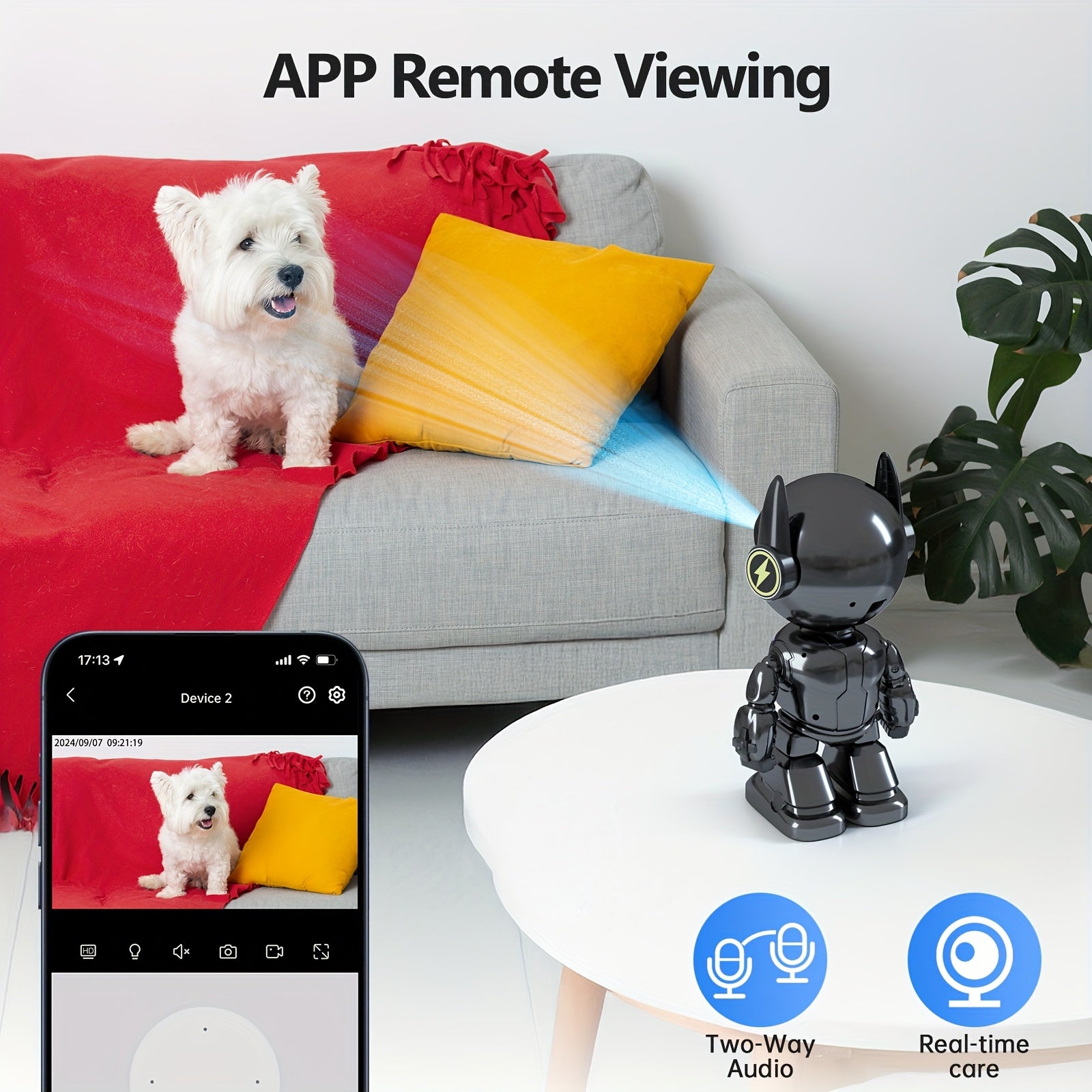 5MP HD Smart Phone Robot Camera, Indoor Cameras with Audio And Video, Security Cameras Wireless Outdoor Indoor, Pet Camera for Cat Dog, 360 Degree Night Vision Nanny Camera for Bedroom, Two Way Audio, Motion Detection, Gifts for Home Security