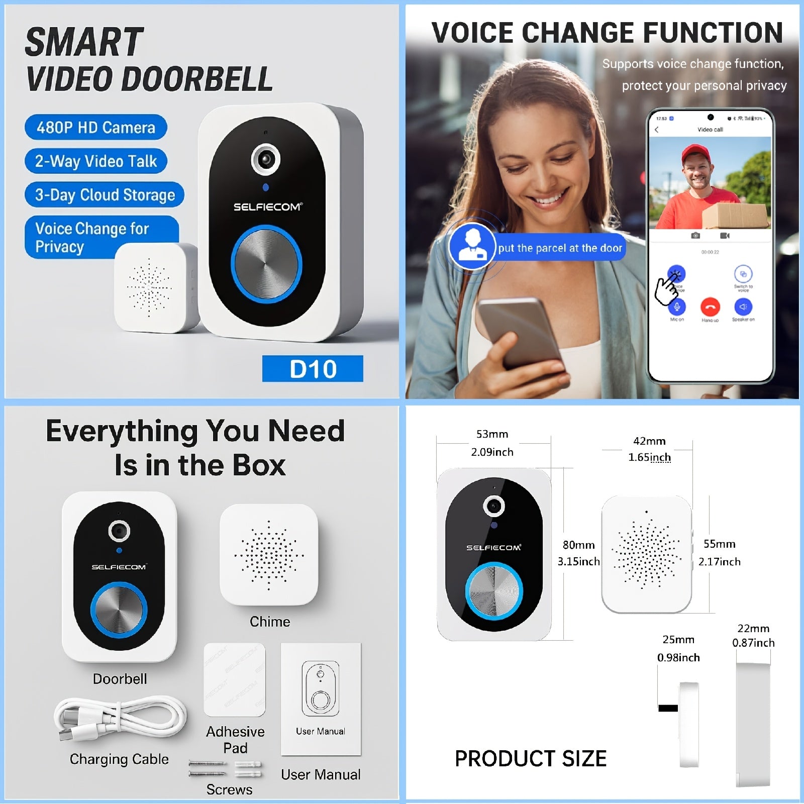 Special ! Smart Wireless Video Doorbell, Display Screen Versions And Chime Versions. Check The SKU Images Carefully And Choose According To Your Needs. 2-way Intercom, Night Vision, Large Battery, Easy Installation. Perfect Holiday Gift Choice!