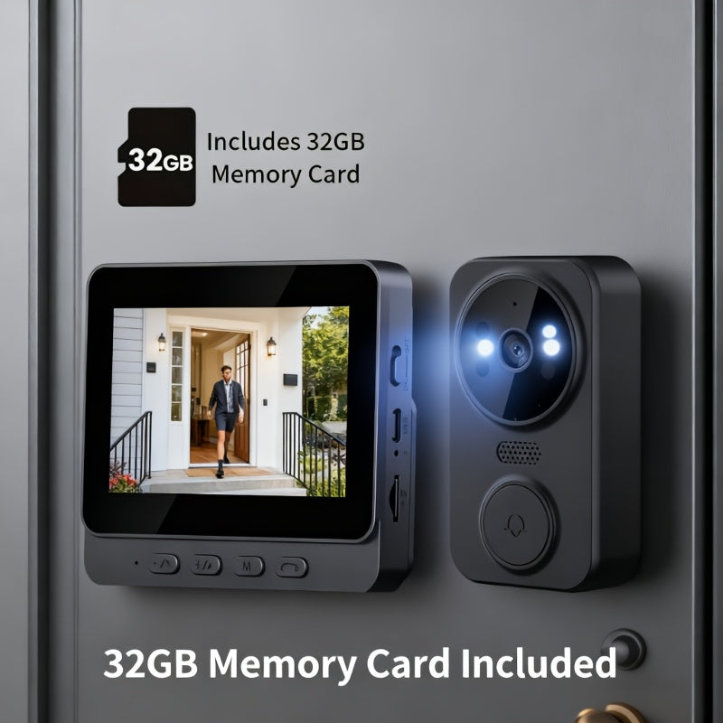 Intelligent Doorbell Camera Featuring A 4.3-Inch Display, 1080P FHD Monitor, 120° Field Of View, Suitable For Home Security, Equipped With Night Vision, Two-Way Audio, No Wifi Required, Wall-Mounted, Touch Control, No App Needed, Visual Doorbell
