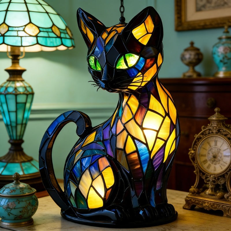 Colorful Retro Cat Night Light: Features a Warm, Soothing Glow and a Bohemian Style. The Perfect Gift for Cat Lovers, Ideal for Creating a Cozy, Relaxing Ambiance in Living Rooms, Bedrooms, or on Desks.