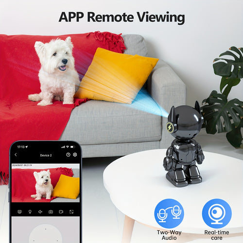 4MP QHD Pets & Baby Camera Monitor, Indoor Security Camera 5G&2.4GHz WiFi Robot Camera, 360° Panoramic Night Vision, 2-Way Audio, Motion Detection Alerts, Pet Camera Indoor With Phone App, Alexa Compatible, Dog Cat Camera, Without Battery